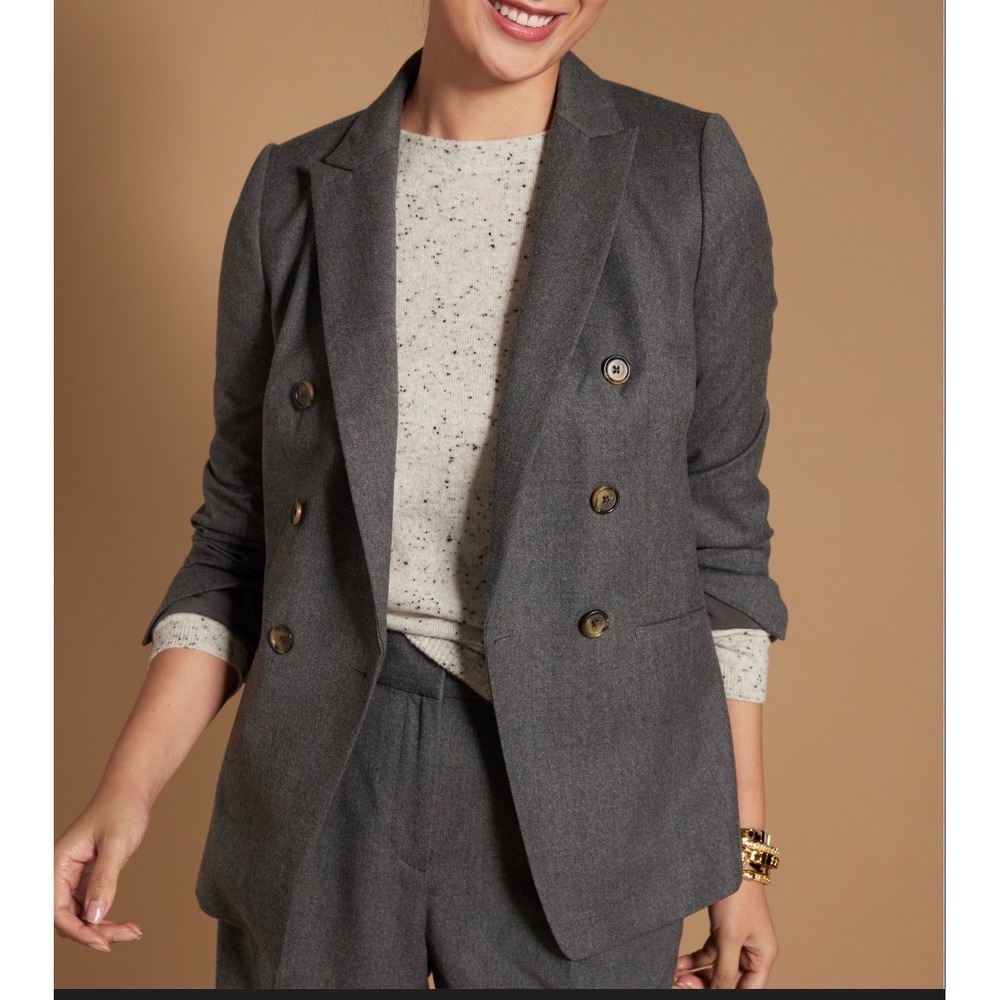 Talbots LUXE ITALIAN STRETCH FLANNEL BLAZER 20W Gray Wool Luxury Office Jacket